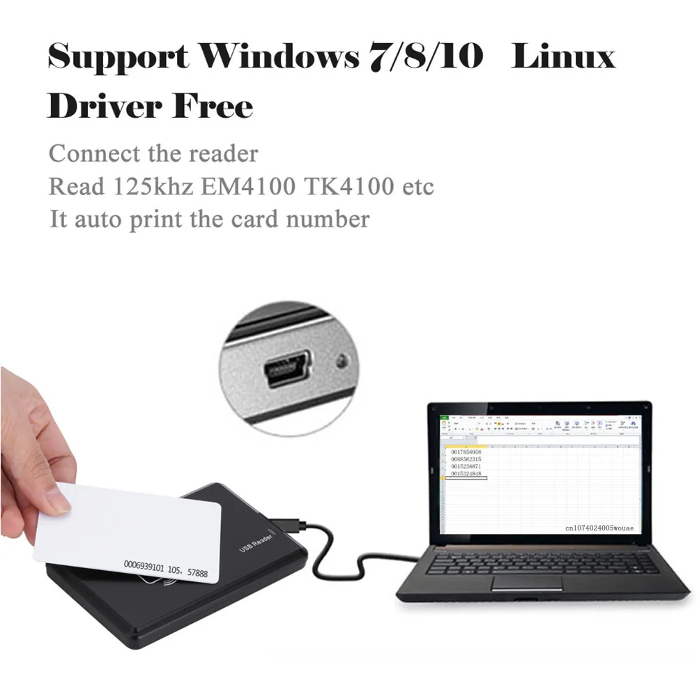 Countertop Tap Contactless Card Reader 125KHz 13.56MHz RFID Reader ID Card Reader Compatible with Windows Mac Linux Android