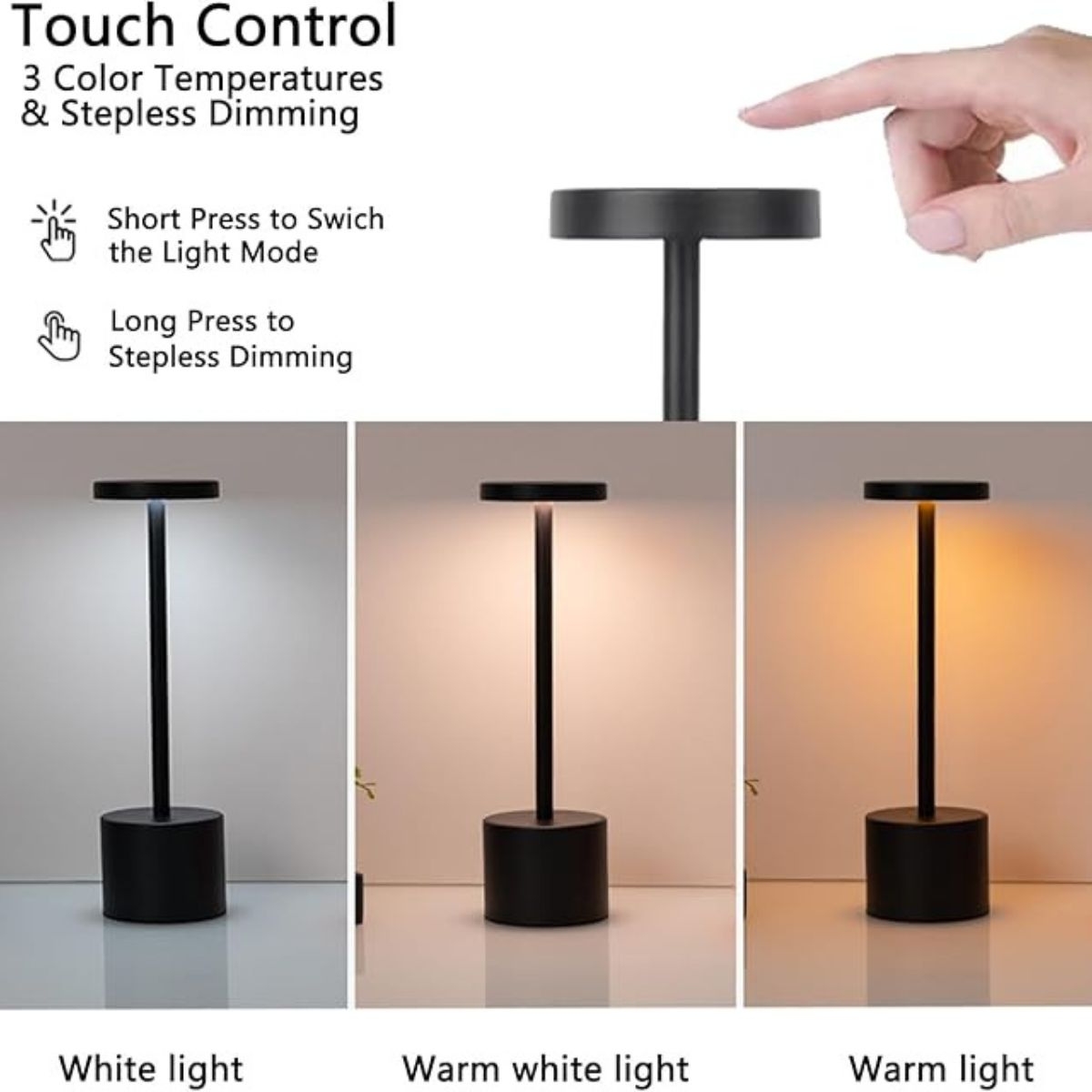 Minimalist LED rechargeable touch desk lampwiththree color bedside creative environment light bar outdoor decoration night light