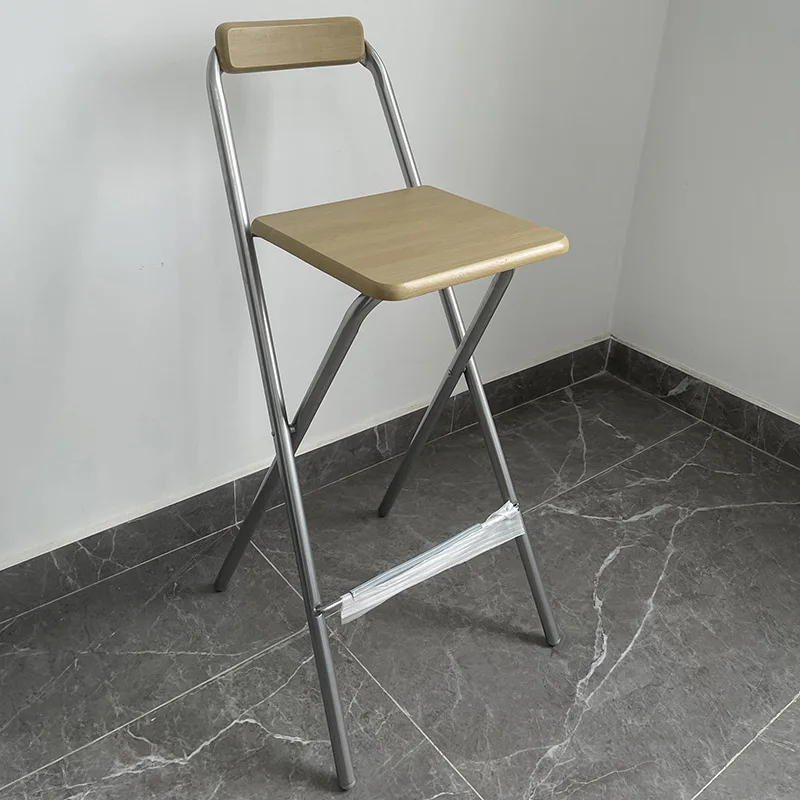 Minimalist Bar Stool Folding Upholstered High Stool Bar Stool Backrest Bar Stools Outdoor Metal Leisure Portable Chairs