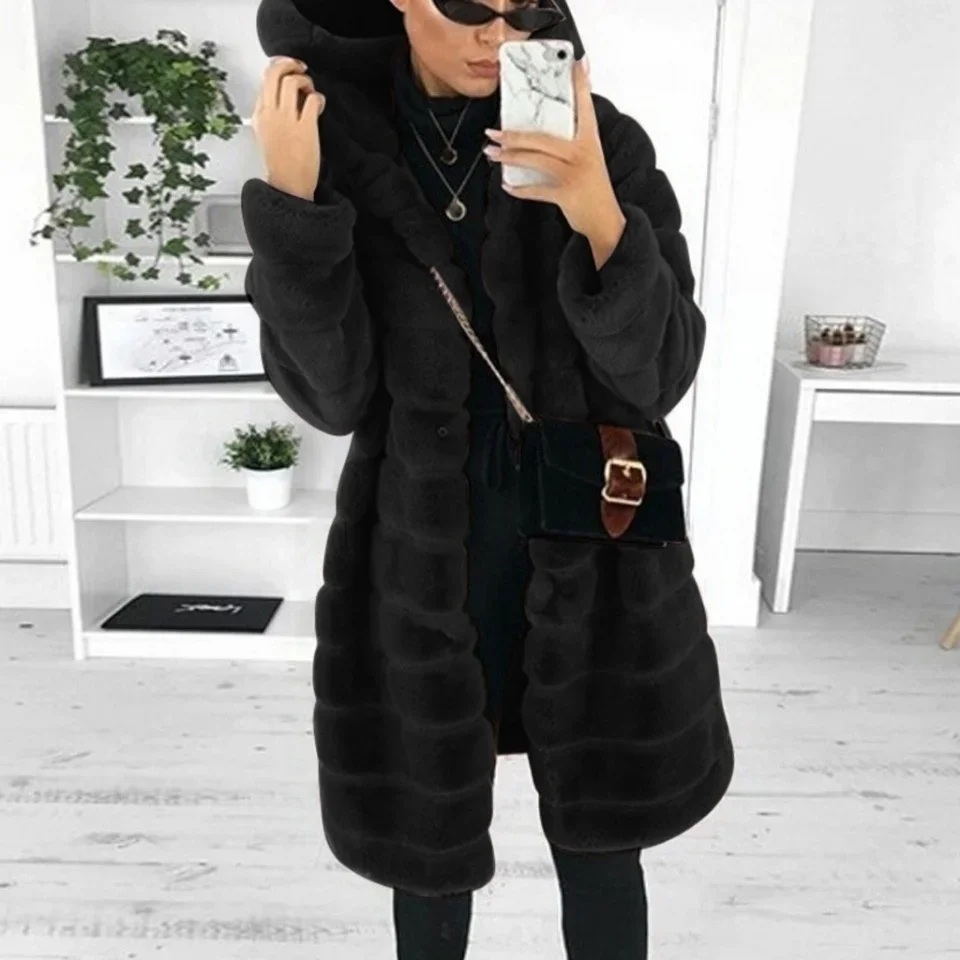 Manteau en fausse fourrure de vison pour femme, ample, transfrontalier, polyvalent, épais, à capuche, nouvelle collection automne hiver 2023