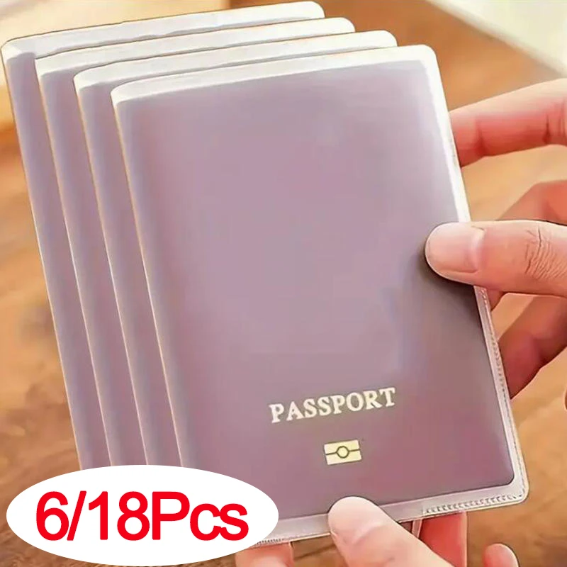 6/18 pçs capa de passaporte saco de viagem passaporte protetor transparente estilo fosco disponível com slot para cartão capa de passaporte