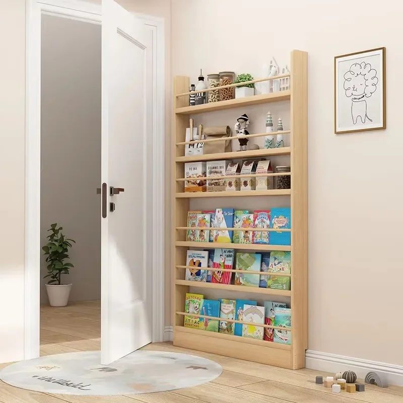 Solid Wood Bookshelf for Kids – Multi-Tier Reading Bookcase with Storage, Wall-Mounted or Freestanding, Nursery/Study Organizer