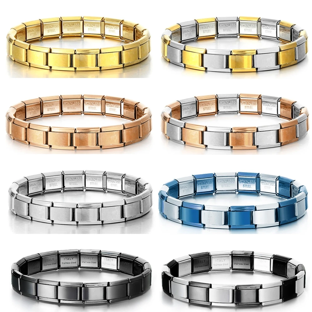 อิตาเลี่ยน Charm สร้อยข้อมือ DIY Basic CHAIN กําไลข้อมือสแตนเลสอเนกประสงค์ประกอบโมดูลของขวัญ 9 มม.Universal Dropshipping