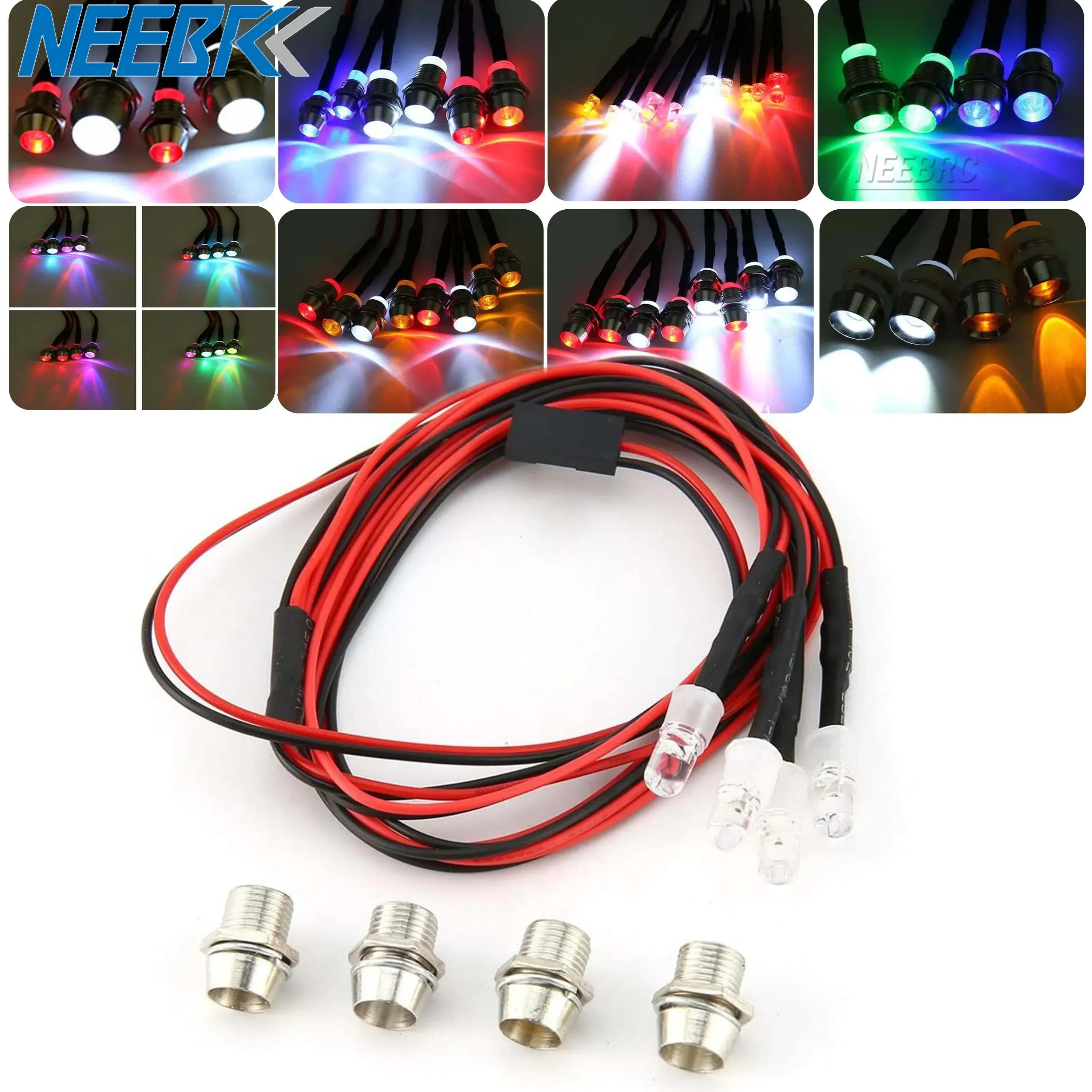 3mm 5mm 8mm 10mm RC Car LED Light Lamp Headlamp Headlight Taillight Set for 1/10 1/8 1/12 Model Crawler Drift HPI MN99 MN90 Part