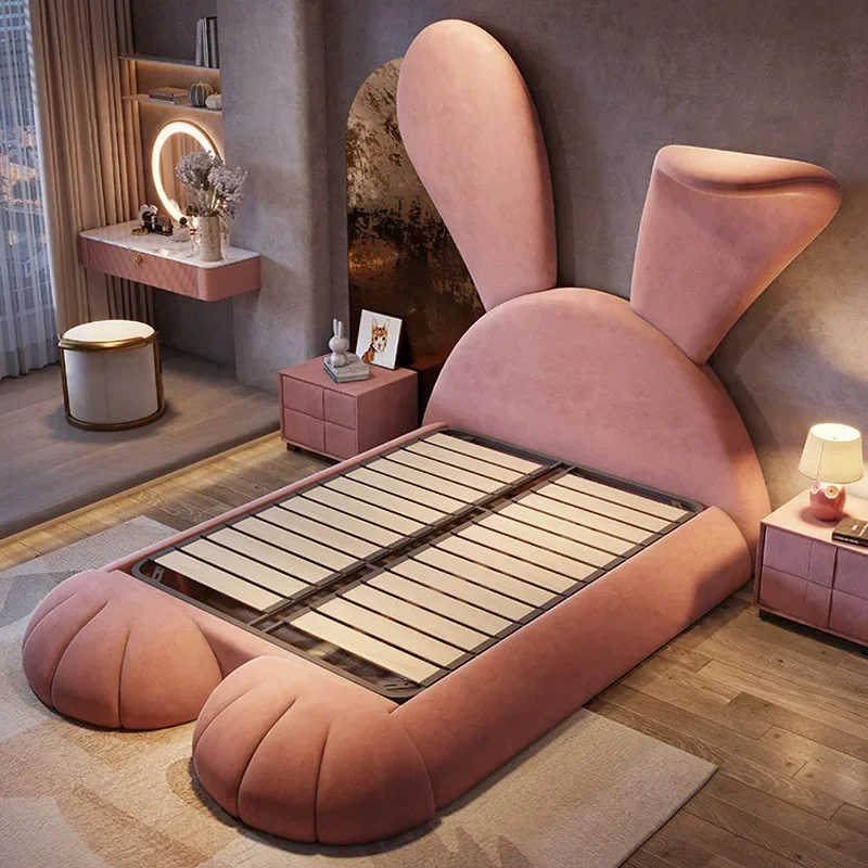 Customizable Children Bed Rabbit Beds Queen Size Full Size Kids Upholstered cama para niña