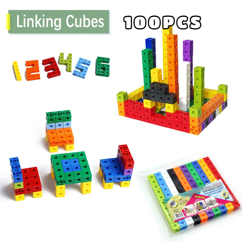 子供向けの教育用ビルディングブロック,100個,2x2x2cm,四角い立方体形状,DIY組み立てブロック,レンガモデルのおもちゃ,ピース/セット