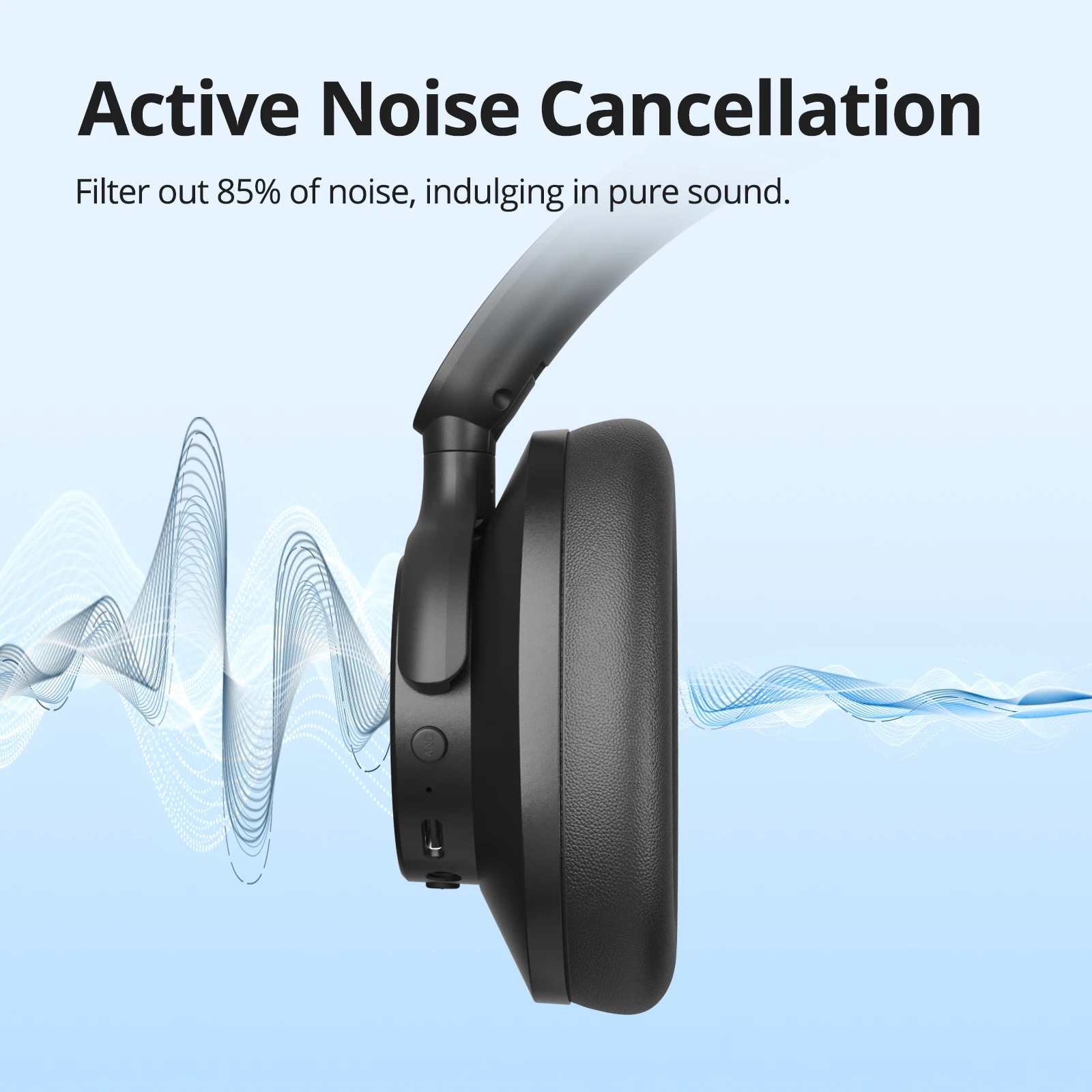 Tronsmart Sounfii Q20 Headphones Bluetooth Headset with Active Noise Cancellation, 50H Playtime, App Control, Dual Audio Mode