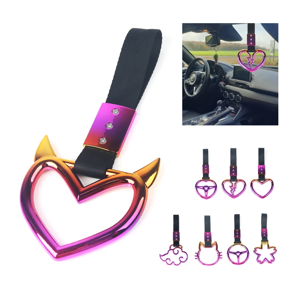 Bunte Auto Abschleppgurt Tsurikawa Ring Herz JDM Zug Bus Griff Handschlaufe Styling Drift Charm Strap Auto Zubehör