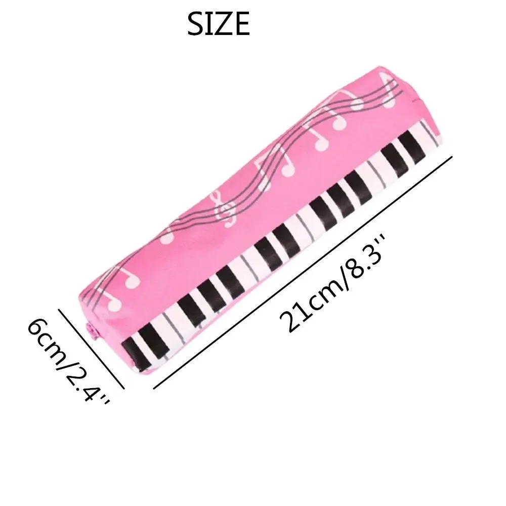 Creative Musical Note Piano Stationery Pouch Student Pencil Case Square Single Layer Oxford Cloth Pen Bag for Girls Boy