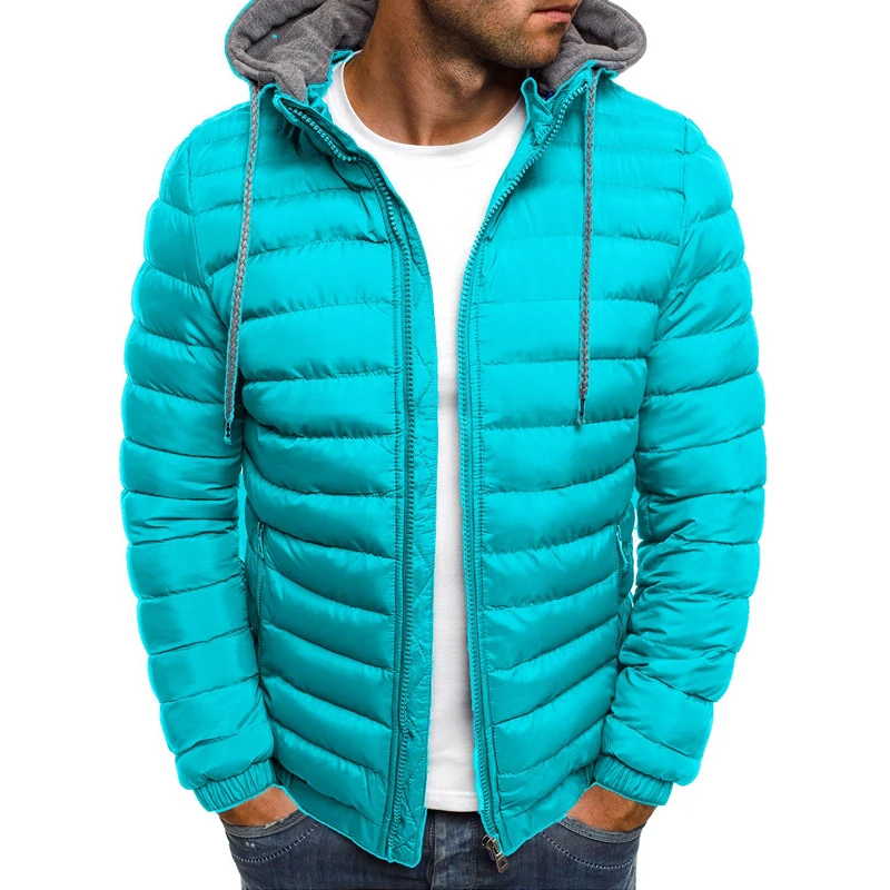 Moda inverno cor sólida masculina com capuz cordão engrossado jaqueta quente tamanho grande solto parka casual rua jaqueta masculina