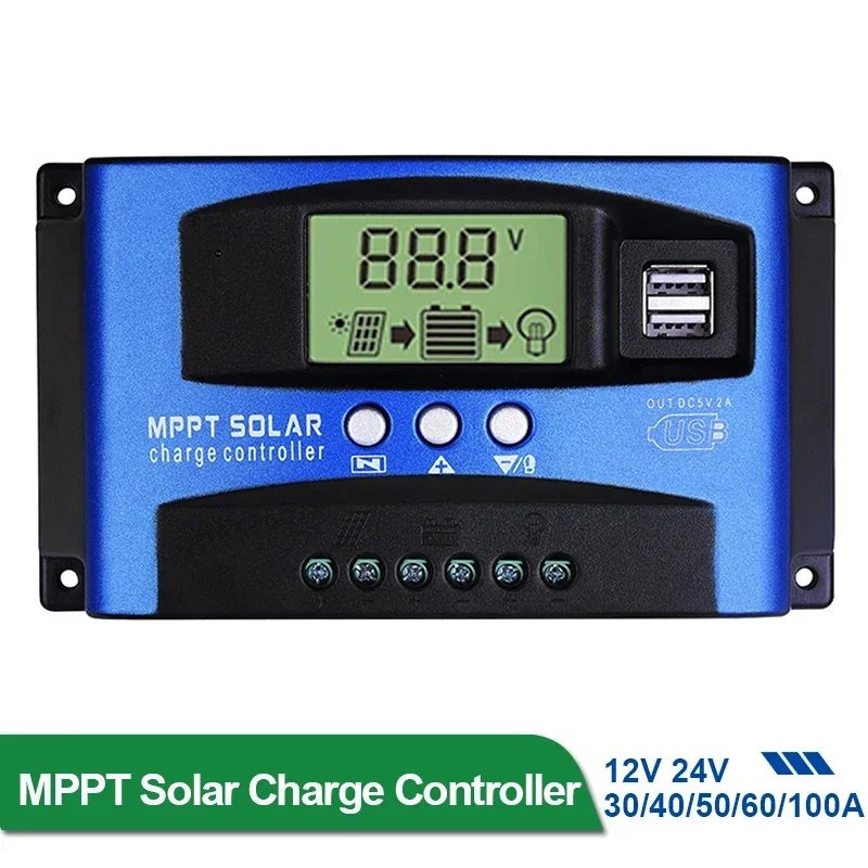 ECGSOLAX 30A 40A 100A MPPT Solar Laderegler 12V 24V Auto Solar Regler Mit LCD Max PV 50VDC Solar Laderegler