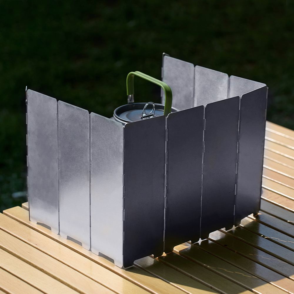 8/10 Plates Foldable Gas Stove Windshield Outdoor Camping Cooking Burner Aluminium Alloy Windproof Screen Stove Wind Shield