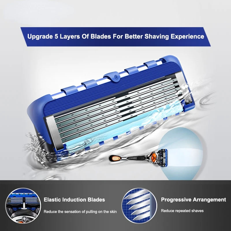 5-layer shaving blade, five manual shaving blade, imported blade, universal replacement blade head, men's cleaning and washing