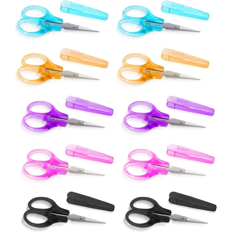 Petites ciseaux polyvalents, Mini ciseaux artisanaux tranchants en acier inoxydable avec couvercle de protection, 3.5 pouces, 5/10 pièces