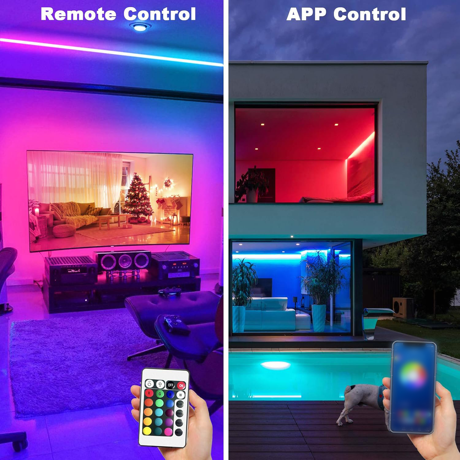 5v5050 Bluetooth/infrared LED set with 24 keys remote control and application control, used in bedrooms, families, parties and festivals.