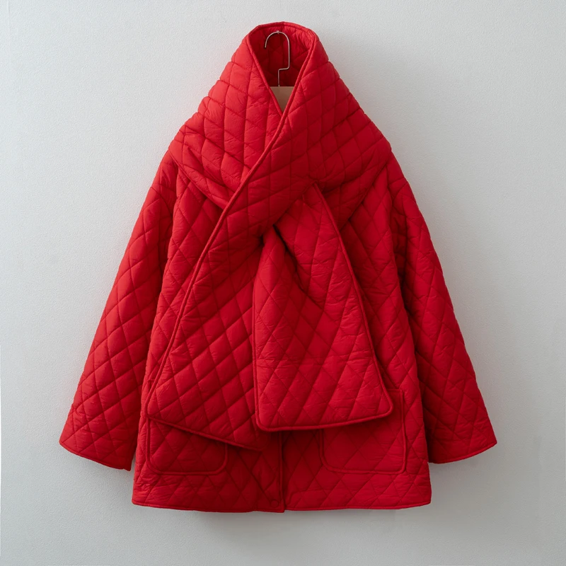 Mulheres outono inverno cachecol jaqueta parka quente