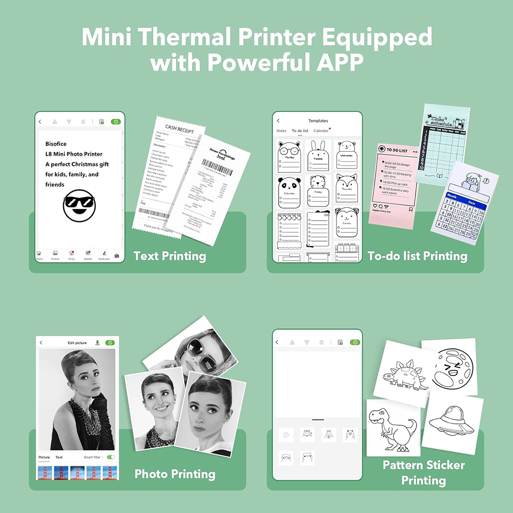 Draagbare printer Mini Pocket Draadloze Bluetooth thermische printers voor Android iOS Smartphone BT Inktloos afdrukken Cadeau voor kinderen