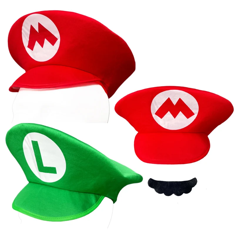 Adulti Gioco Super Luigi Bors Cappelli Cosplay Divertente Rosso Verde Berretto Halloween Party Cosutmes Accessori Natale Masqurade Decor