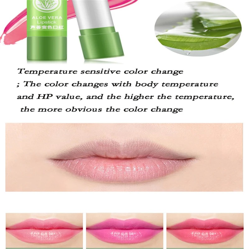 1PC Moisturizing Aloe Color Changing Lipstick Long Term Moisturizing and Moisturizing Lipstick Lip Color Lip Care