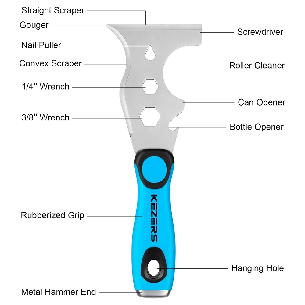 KEZERS Drywall มือชุดเครื่องมือ, 5/7 ชิ้น 3 "4" 5 "6" 8 "10" 12 "สแตนเลส Drywall มีดโลหะค้อน End