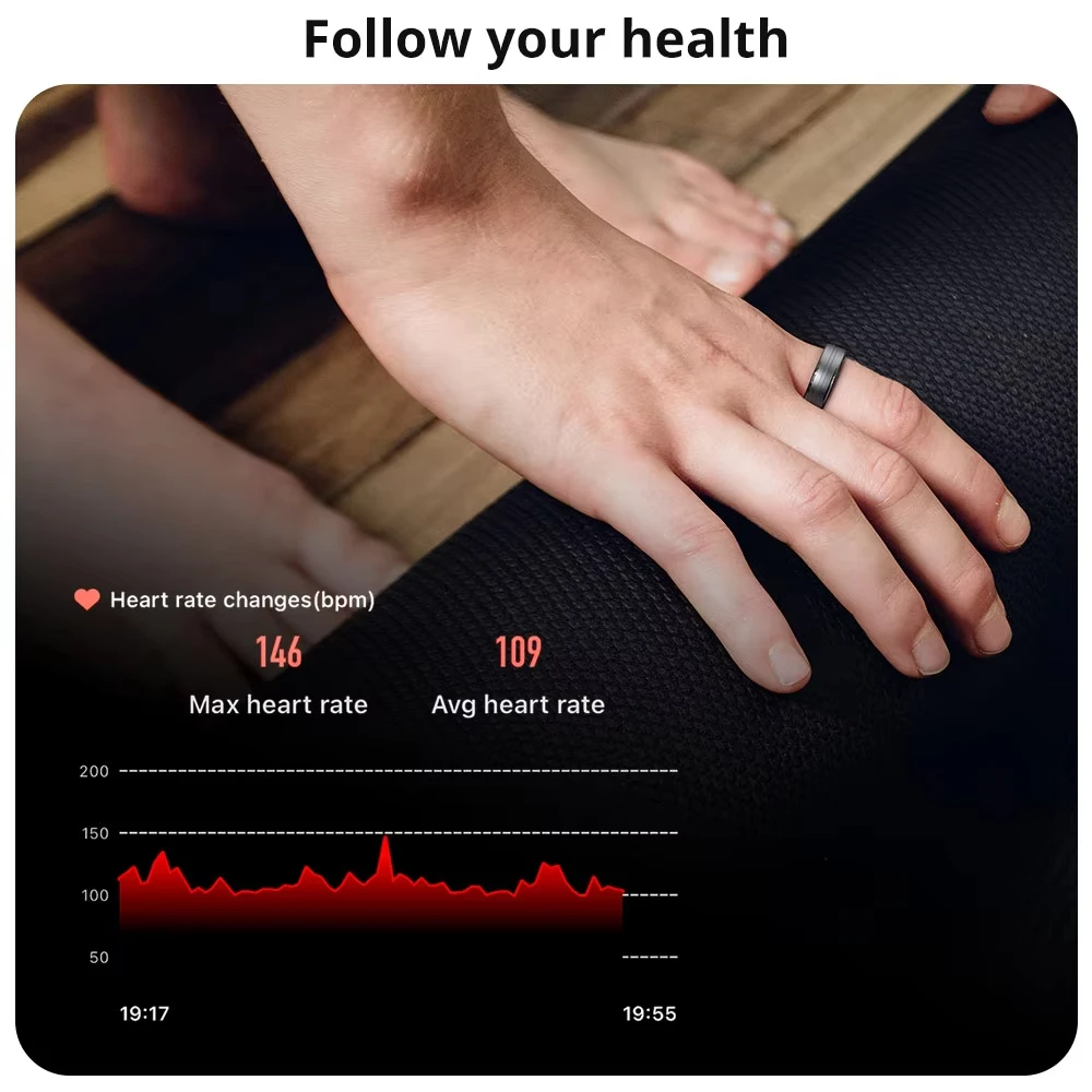 Anillo inteligente, frecuencia cardíaca, presión arterial, oxígeno en sangre, Monitor de sueño, anillo inteligente resistente al agua, modos multideportivos para Android IOS