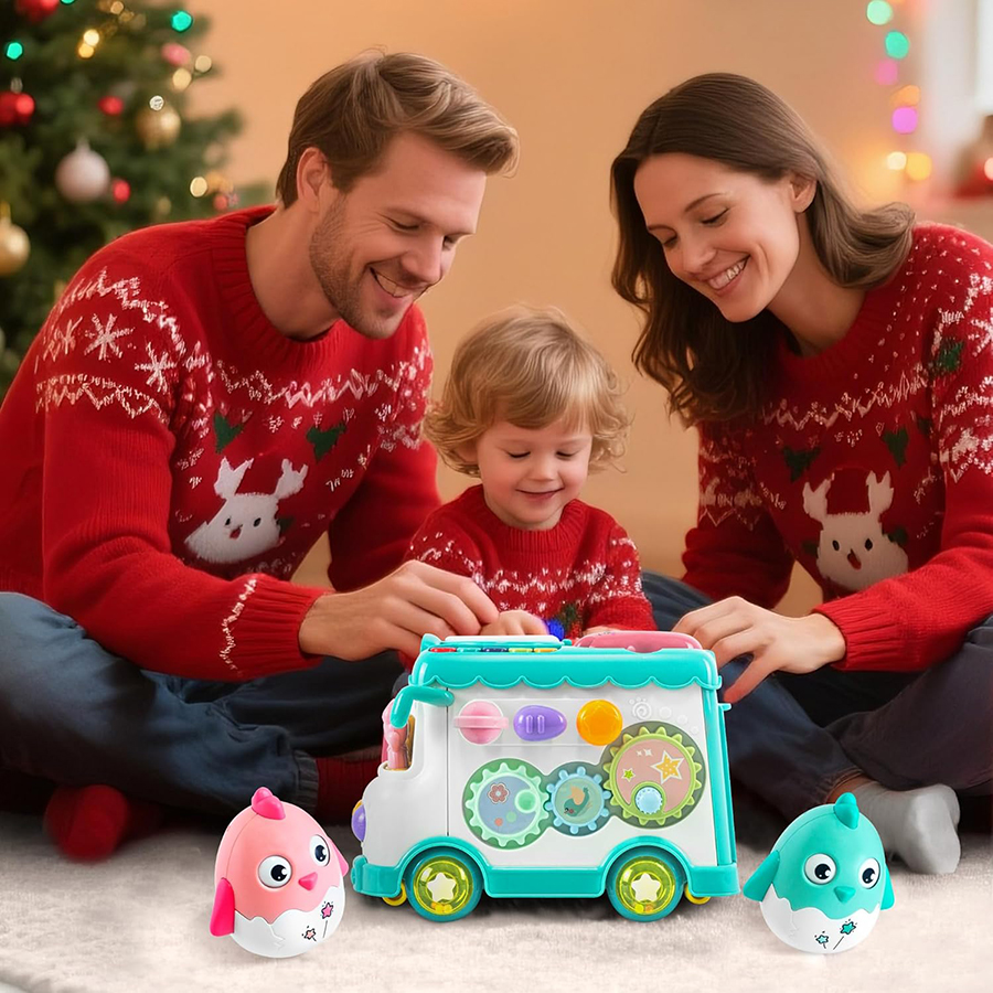 Jouets éducatifs Montessori pour bébé, Bus Musical, apprentissage Musical, jouets d'activité pour bébé en bas âge