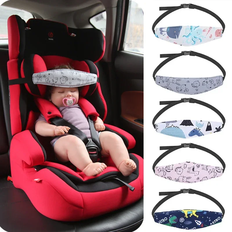 Suporte de cabeça para assento de carro de bebê, ajustável, alça de alívio de pescoço, travesseiro, cinto de fixação, encosto de cabeça, posicionador de sono para crianças pequenas