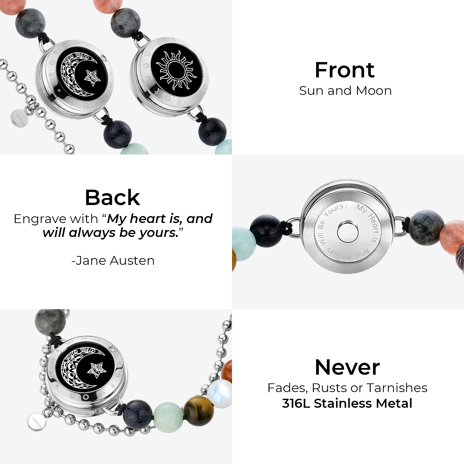 Totwoo Langstrecken-Perlen-Sonnensystem-Armbänder für Paare, romantisches Geschenk für Jahrestag, Geburtstag, Schmuck