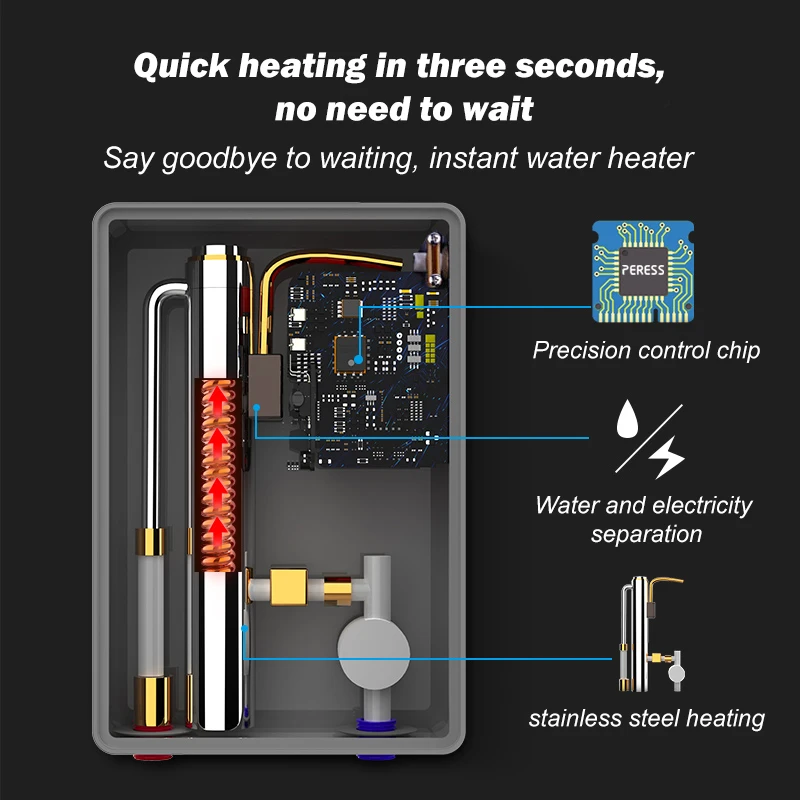 เครื่องทําน้ําอุ่น Tankless ไฟฟ้าทันทีห้องอาบน้ําฝักบัวห้องน้ําเครื่องทําน้ําอุ่น 220V 7000W อุณหภูมิ Automatica ในครัวเรือนโรงแรม