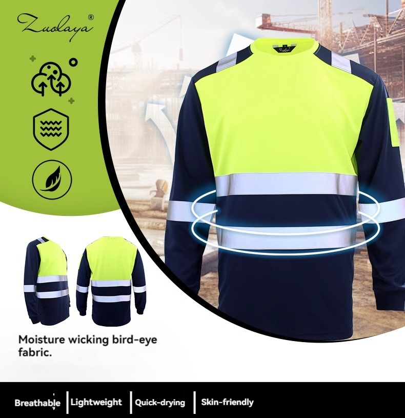 High Visibility Safety Shirts Reflective Long Sleeve With Reflective Stripes Hi Vis Safety Shirts Workwear Hi Vis Work Clothes