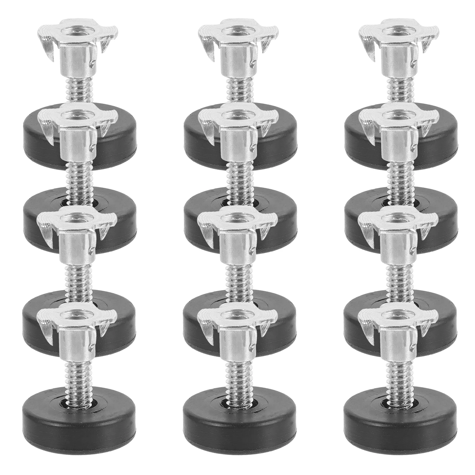 12 Pcs Adjustable Sofa Furniture Balance Feet with Square Nut Threaded Foot Pad Screw on Leveling Pads Leveler for Leg Levelers