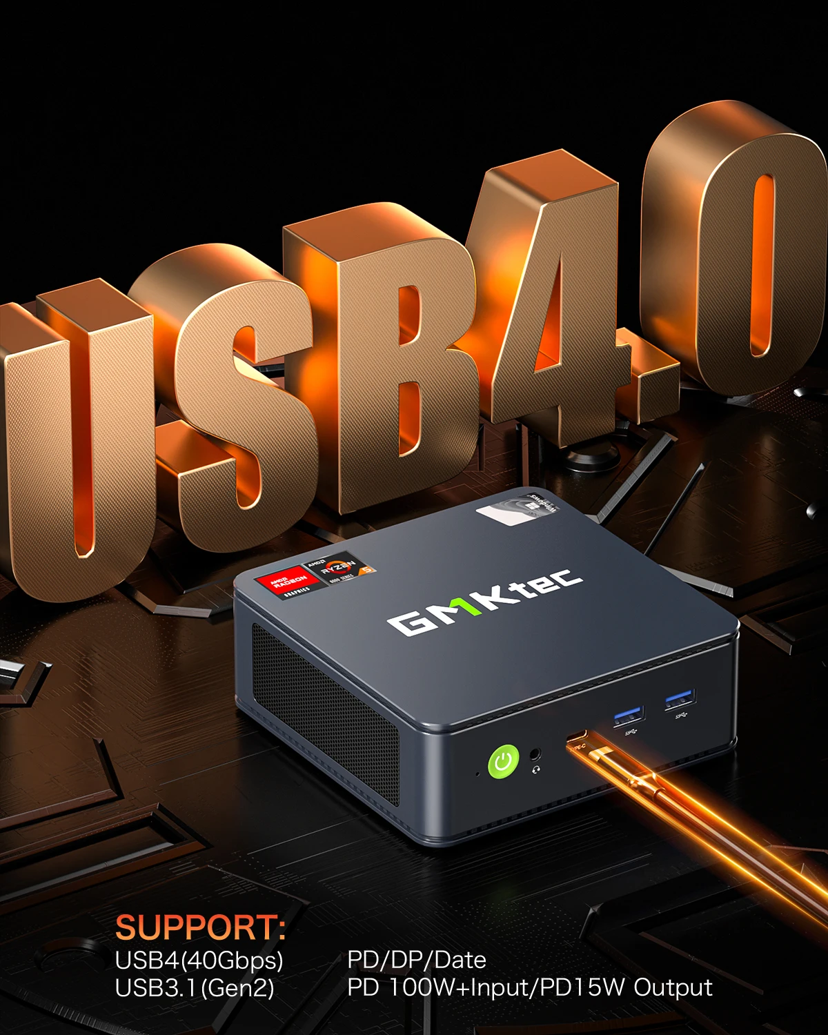 GMKtec มินิพีซี M6 AMD Ryzen5 6600H NUCBOX AMD Radeon ™   660M หน้าต่าง 11 Pro WIFI 6E USBC 4.0