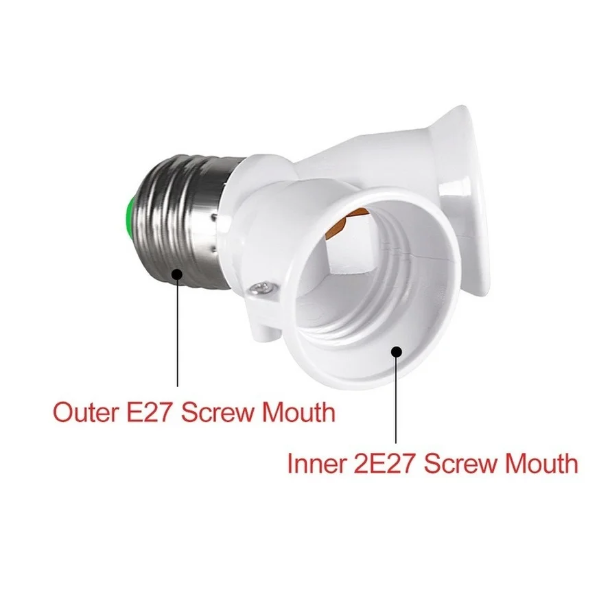 RnnTuu-Base de bombilla LED E27, adaptador divisor E27 a 2-E27, portalámparas E27, alta calidad
