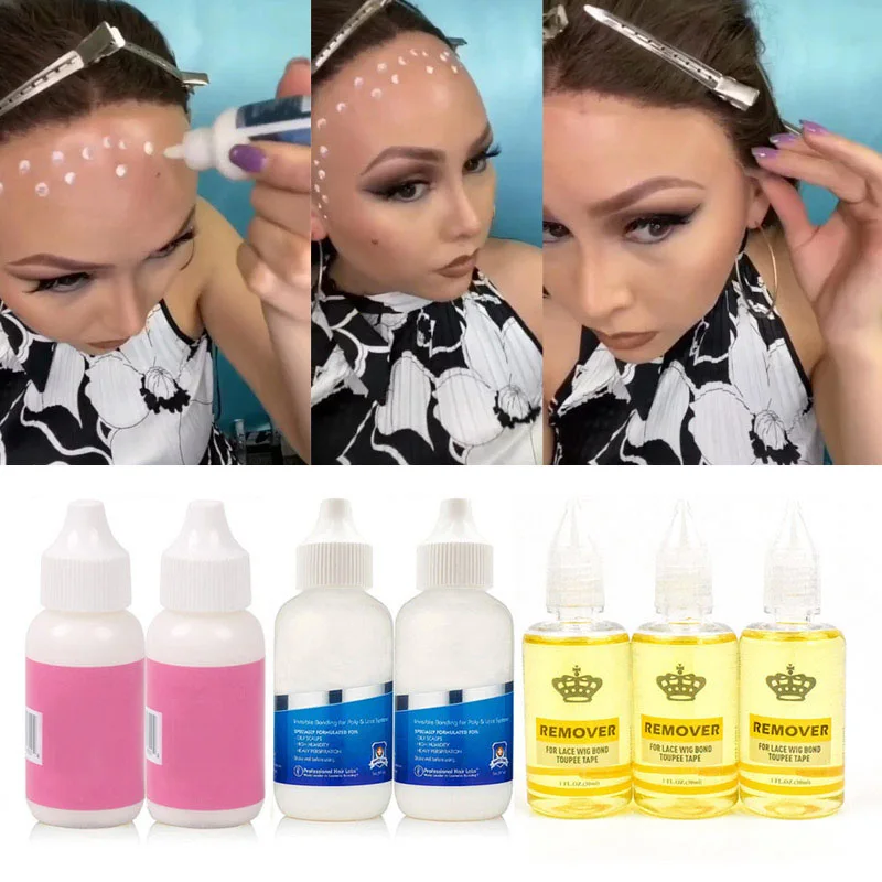 Pegamento para peluca resistente al agua, sujeción Extra, súper adhesivo y resistente al sudor, pegamento para peluca de encaje frontal, pegamento frío de Color blanco para pelucas