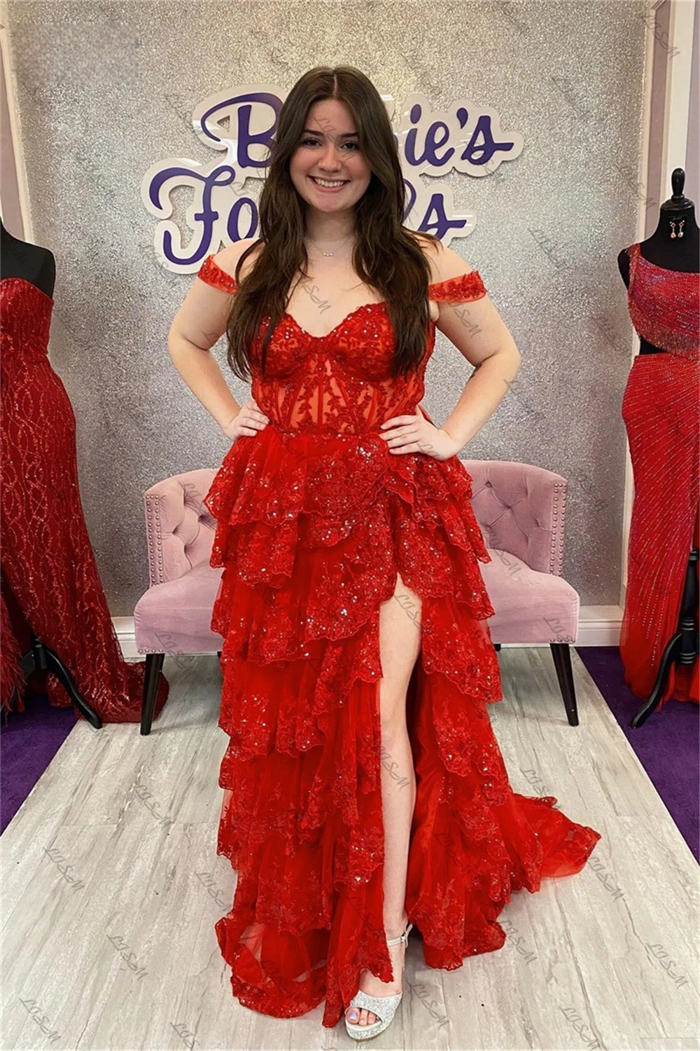 Bella Multilayer Tulle Prom Dresses Shiny Sequins A-line Wedding Dress Elegant Sleeveless Customized Vestidos De Fiesta 2024