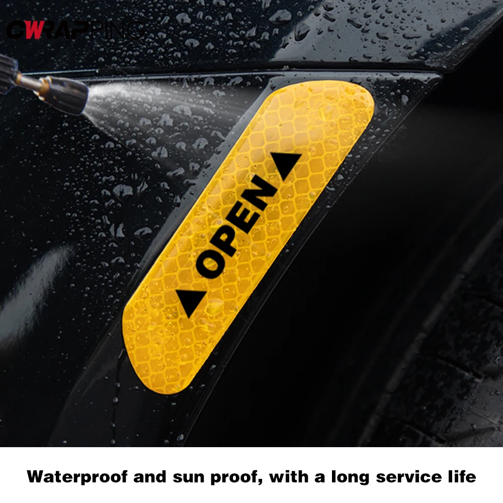 4PCS Reflective Car Door Sticker Safety Opening Warning Reflector Tapes Decal Reflective Exterior Car Stickers Auto Accessories