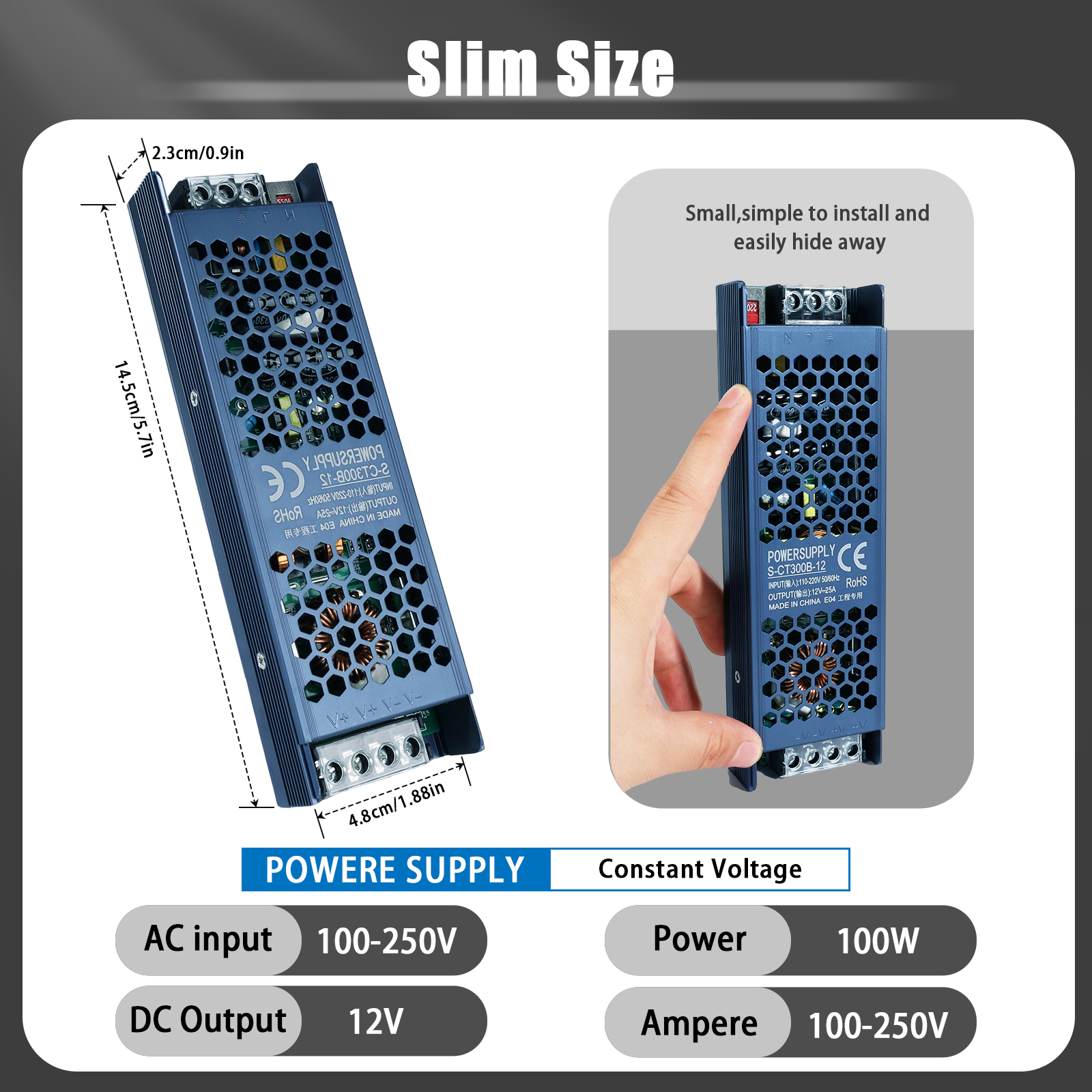 DC 12V 24V Switching Power Supply AC175-250V Mute Lighting Transformers 60W 100W 200W 300W 400W LED Light Driver Power Adapter