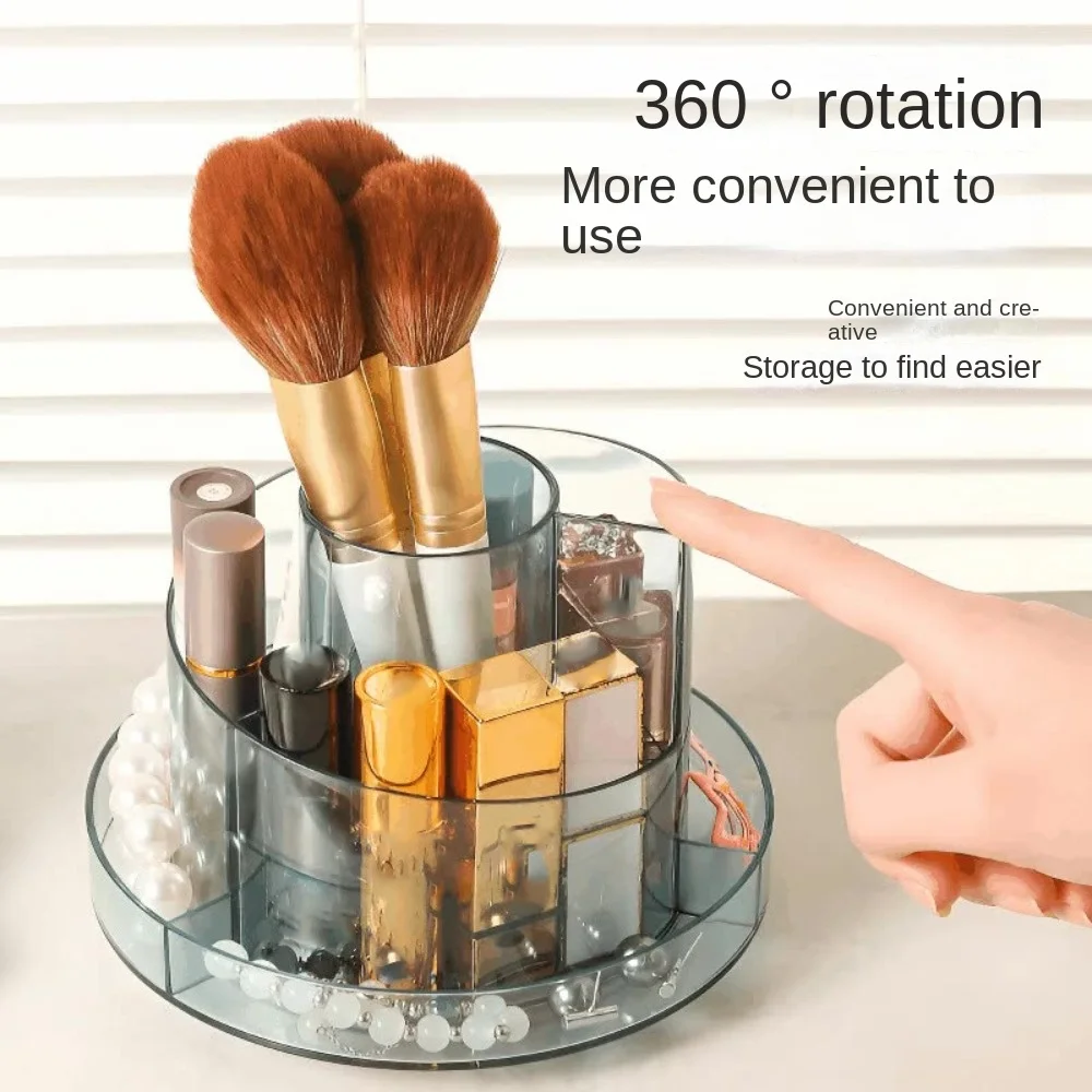 360 ° Kotak Penyimpanan Pena Putar Penyimpanan Meja Multifungsi Tempat Kuas Makeup Organizer Alat Tulis Sederhana Kantor Rumah