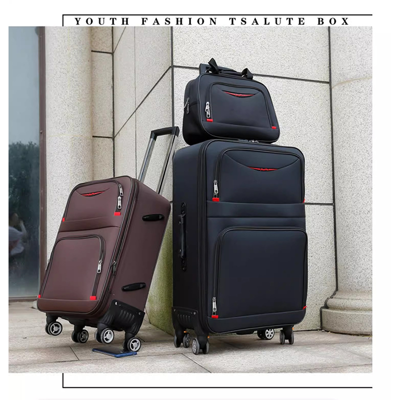Large Capacity Luggage Set, Student Trolley Case, Waterproof, Detachable Wheel, Oxford Cloth, Combination Lock Cabin Suitcase