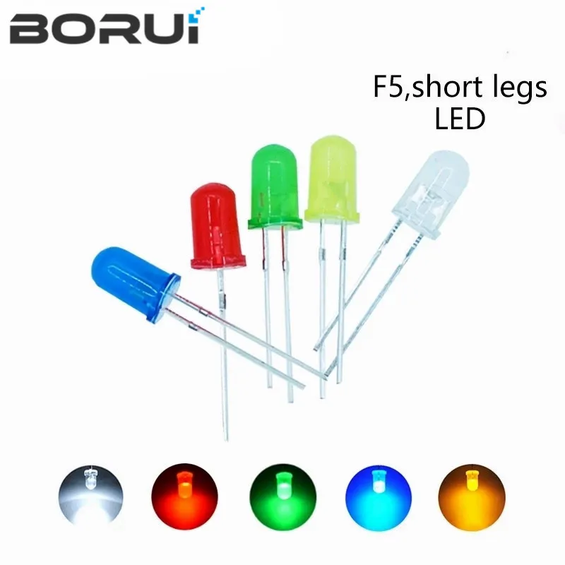 BoRui 5 Farben x 20 Stück = 100 Stück F5 5 mm rund gelb weiß rot grün blau diffuses rundes DIP-Dioden-LED-Lampenlicht