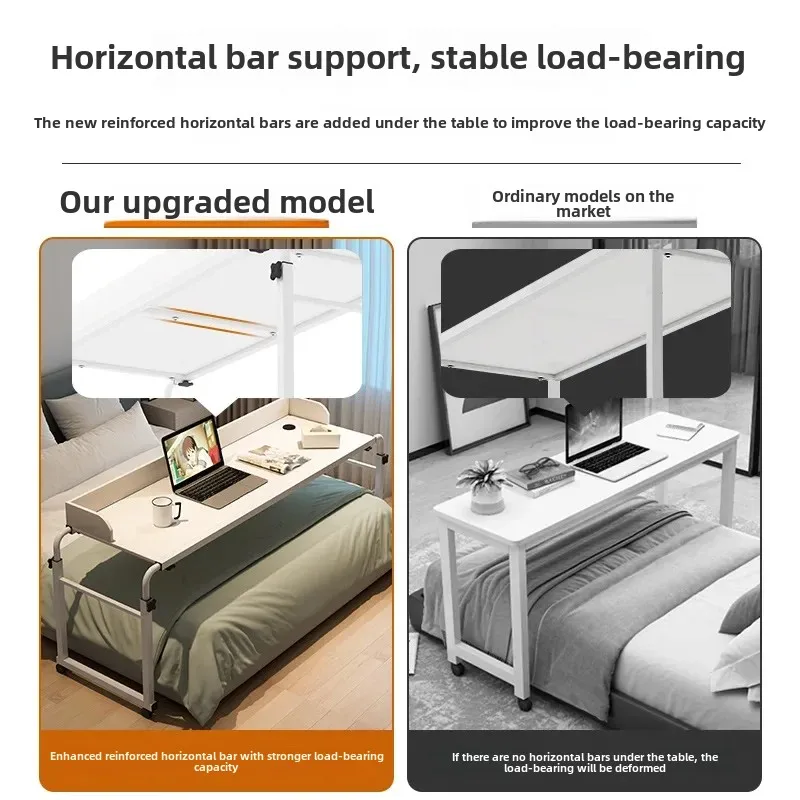 Double Desktop Laptop Table On Bed Mobile Adjustable Straddle Bed Lazy Table Care Table