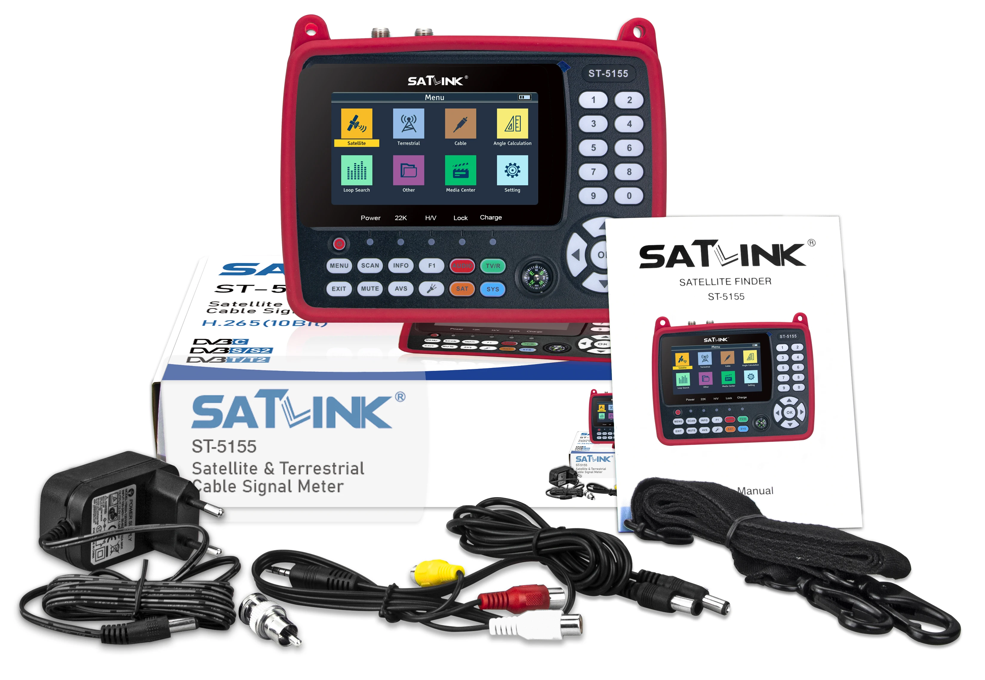 Satlink-Localizador de satélite ST-5155 + DVB-S2 + DVB-C, Combo MPEG4 HD H.265, 4,3 pulgadas VS DVB-T2 gtmedia V8 Finder2 pro max