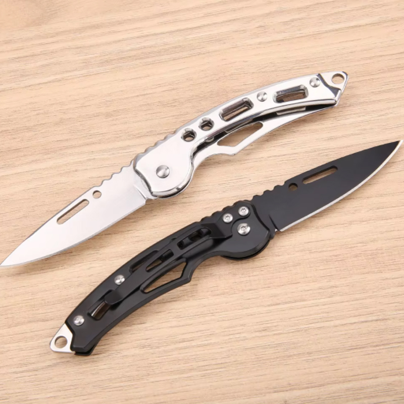 Aço inoxidável Keychain Folding Knife, Outdoor Carrying Knife, Espelho, Sharp Pocket Knife, Fruit Knife
