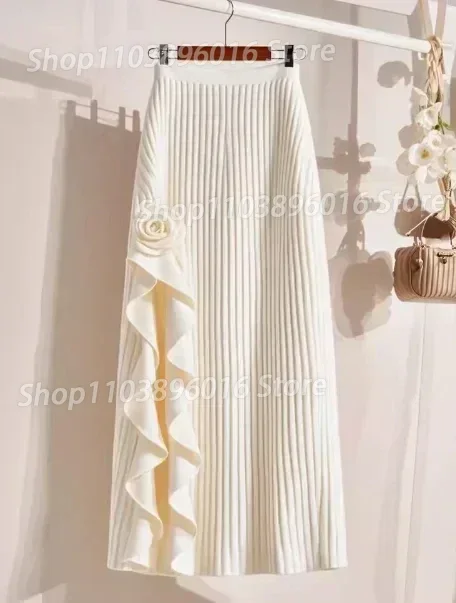 Faldas Mujer Moda 2024 หวานMaxi MidiยาวบางสีชมพูRoseไม่สม่ําเสมอA-LineกระโปรงVINTAGE Harajukuกระโปรงผู้หญิงใหม่Jupe