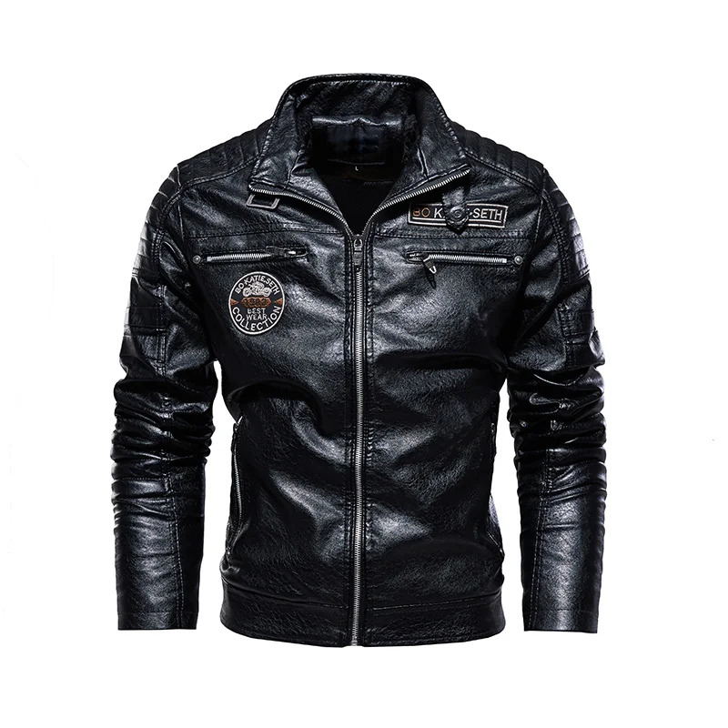 Nuevas chaquetas de cuero para hombre, chaqueta informal ajustada de PU para motocicleta, abrigo cálido de moda de alta calidad para otoño e invierno