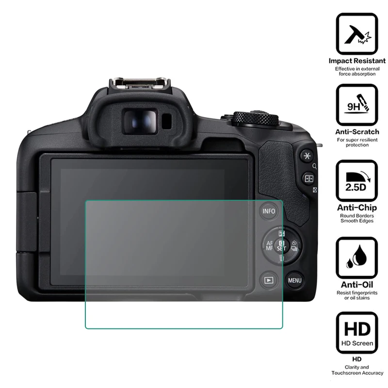 Cubierta protectora de vidrio templado para Canon EOS R/Ra/RP/R3/R5/R5C/R6 Mark II/R7/R8/R10/R50 película protectora de pantalla de cámara