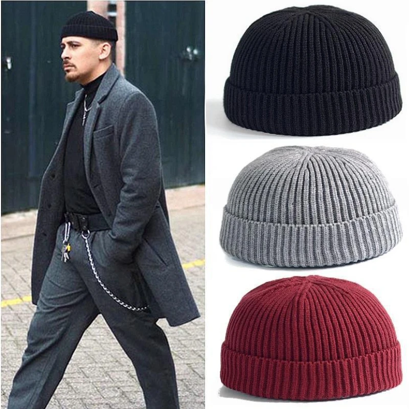 Strickmütze für Damen und Herren, Wolle, modisch, schlicht, warm, Skullies, Mützen, solide Herbst-Winter-Beanie-Mütze, trendiger Stil