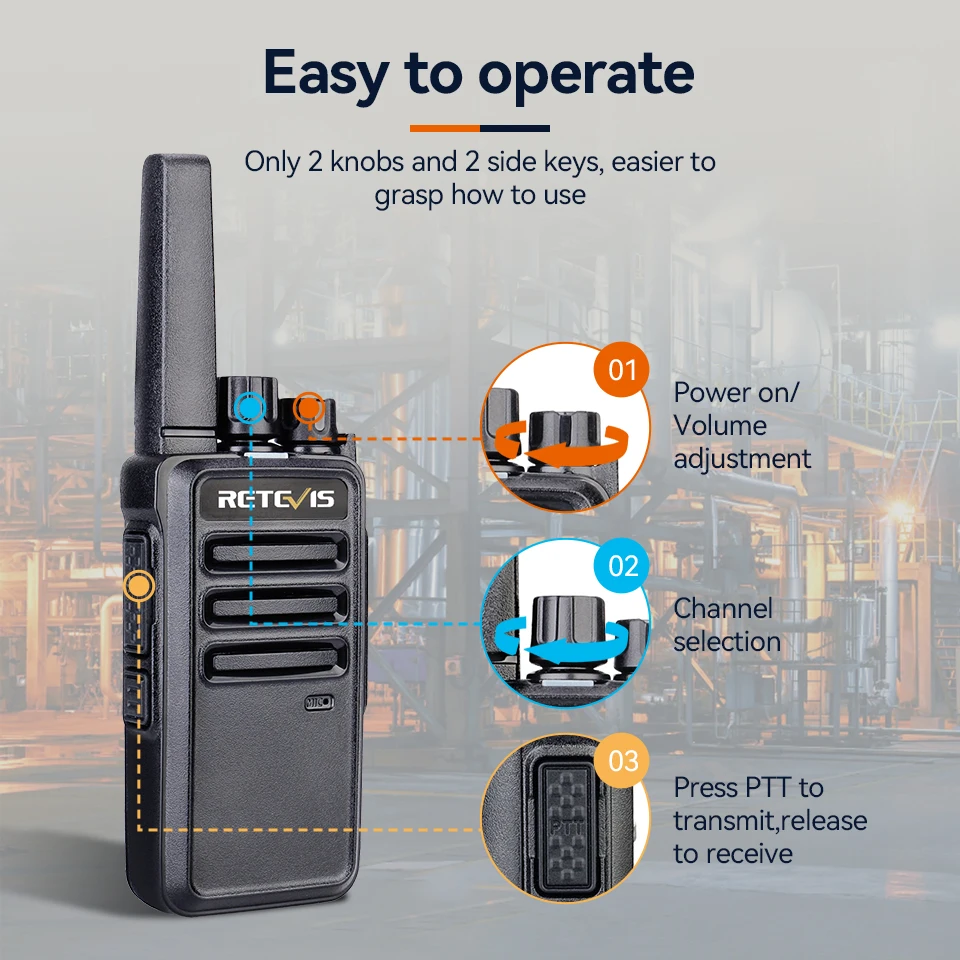Retevis-walkie-talkie RT668 de largo alcance PMR446, Radio recargable resistente para fábrica y sitio de construcción, 6 piezas