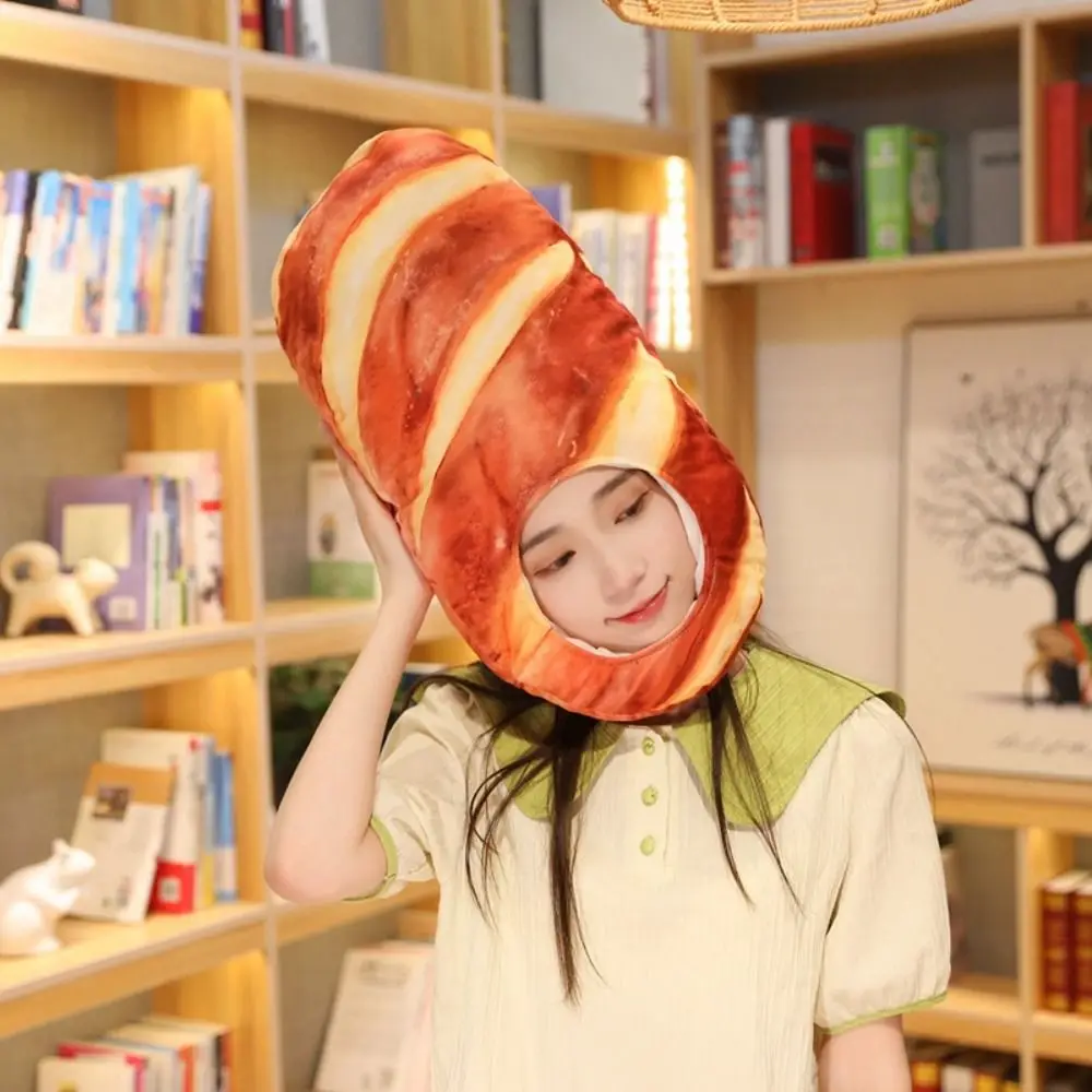 Creative Plush Funny Toast หมวก Photo Props ความแปลกใหม่น่ารักขนมปังหมวก Soft Plush Toast หมวกของขวัญ