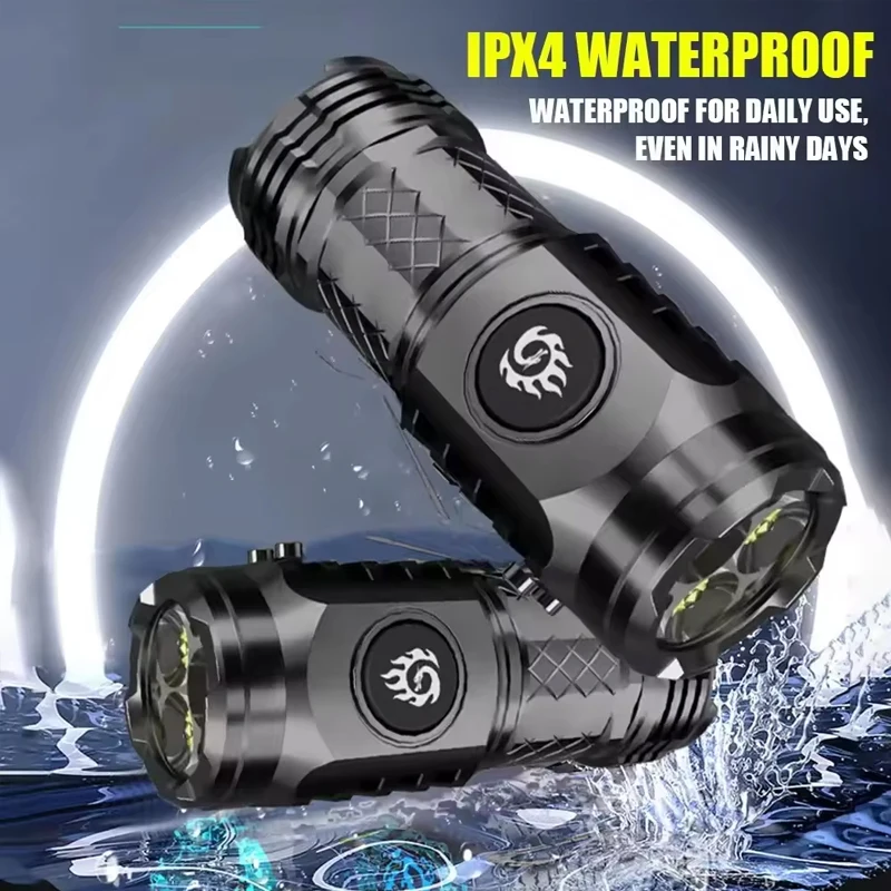 MINI linterna LED superbrillante, linterna USB con Zoom recargable, linterna de pesca potente, 3 modos de iluminación, lámpara para acampar al aire libre